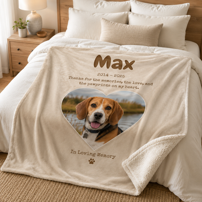 Custom Photo Dog Thank For The Memories Blanket | Personalized Dog Lovers Gifts | Gift For Dog Lovers TOM99
