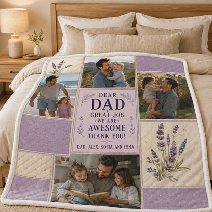 Custom Dear My Dad Photo Blanket, Personalized Dad Gifts | Gift For Dad TOM99