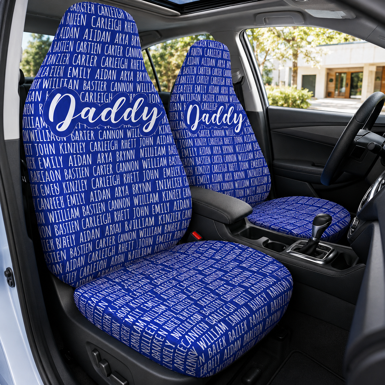 Personalized Daddy Portrait Car Seat Cover, Custom Dad Seat Protector, Gift For Dad TOM99