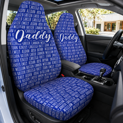 Personalized Daddy Portrait Car Seat Cover, Custom Dad Seat Protector, Gift For Dad TOM99