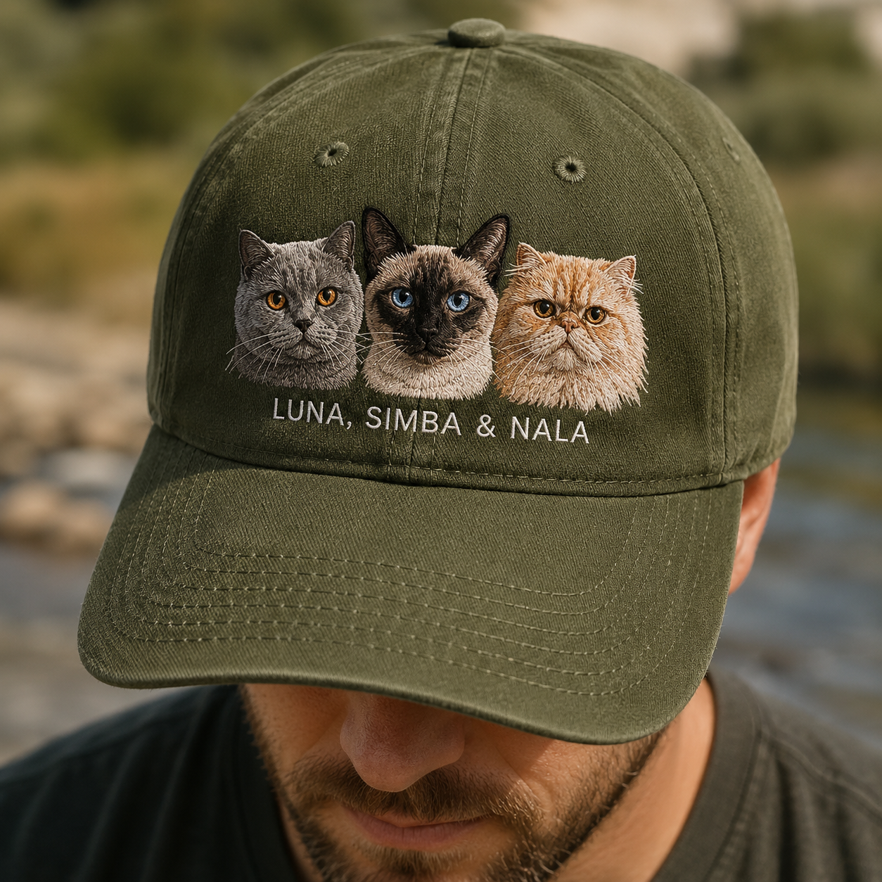 Custom Photo Cat Embroidered Hat | Gift For Cat Lovers Pa99