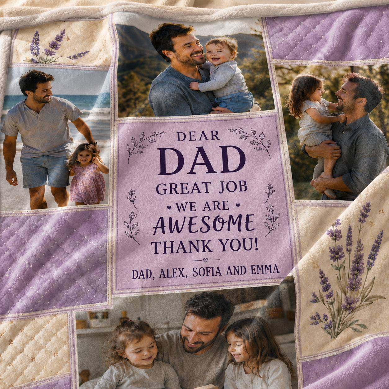 Custom Dear My Dad Photo Blanket, Personalized Dad Gifts | Gift For Dad TOM99