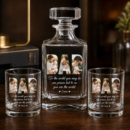 Custom Photo Dad Whiskey Decanter Set | Personalized Gift For Dad | Father's Day Gifts