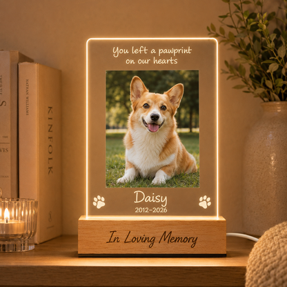 Custom Photo Dog Wooden LED Light | Personalized Dog Photo LED Night Light | Pet Loss Sympathy Gift TOM99
