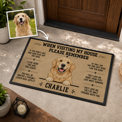 Custom Photo Dog Rule Doormat | Photo Pet Doormat | Gift For Dog Lovers