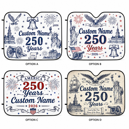 Personalized Dad America Car Windshield Sun Shade, Custom Car Sun Shade for Dad, Gift For Dad TOM99