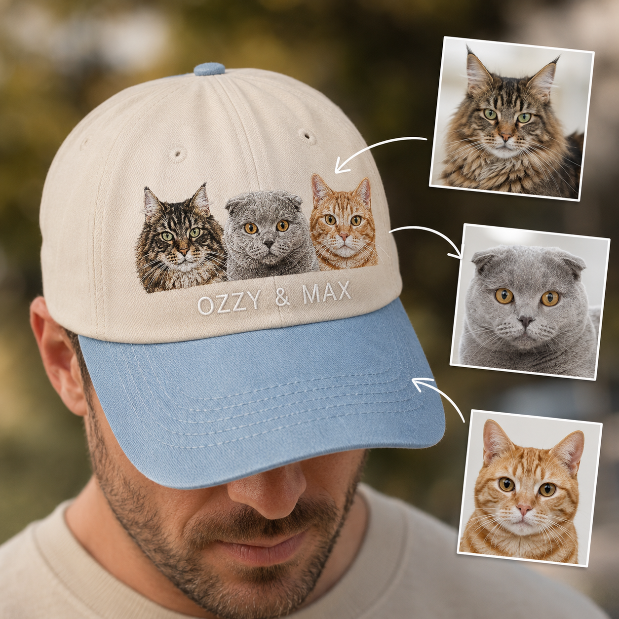 Custom Photo Cat Embroidered Hat | Gift For Cat Lovers Pa99