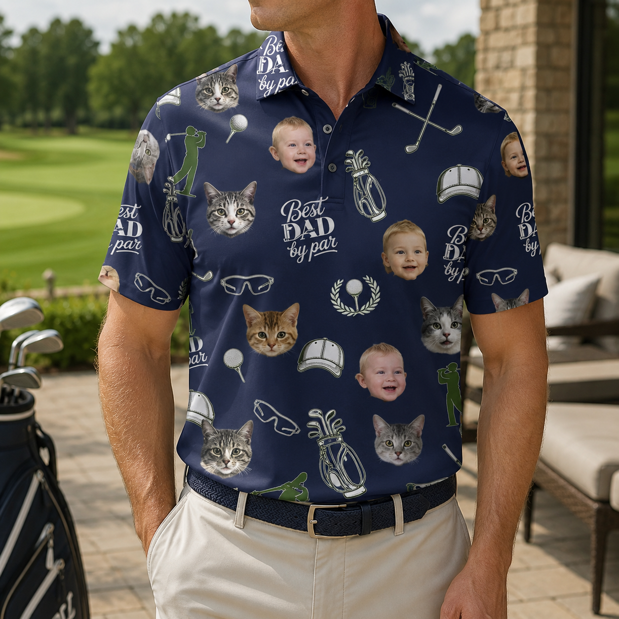 Custom Photo Best Cat Dad Polo Shirt, Personalized Polo Shirt For Husband Dad Grandfather TOM99