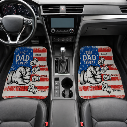 Personalized Dad Punch Flannel Car Floor Mats, Custom Dad Floor Mats, Gift For Dad TOM99
