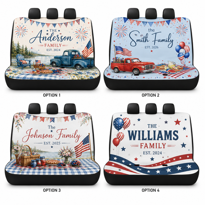 Personalized Dad USA Car Rear Seat Cover, Custom Back Seat Protector For Dad, Gift For Dad TOM99
