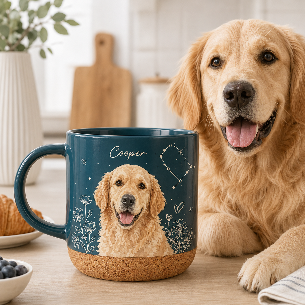 Custom Photo Dog Mom 12oz Cork Mug | Gift For Dog Lovers | Pet Lover Gifts TOM99