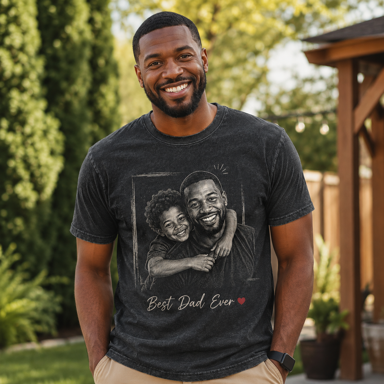 Custom My Dad Photo Wash T-Shirt, Personalized Dad Gifts | Gift For Dad TOM99