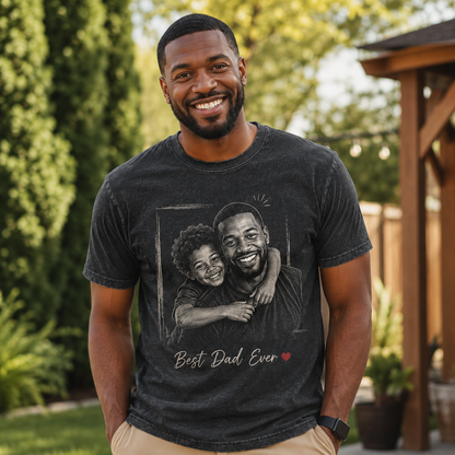 Custom My Dad Photo Wash T-Shirt, Personalized Dad Gifts | Gift For Dad TOM99