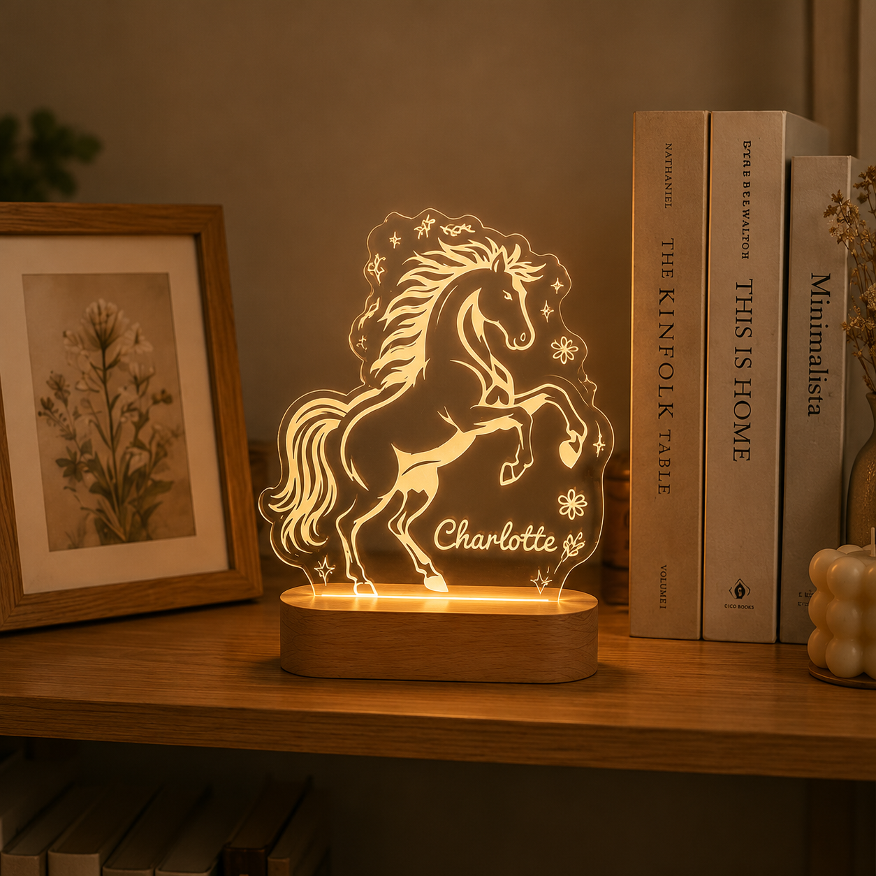 Custom Photo True Horse Wooden Led Light | Personalized Horse Photo Wooden Led Light | Gift For Horse Lovers TOM99