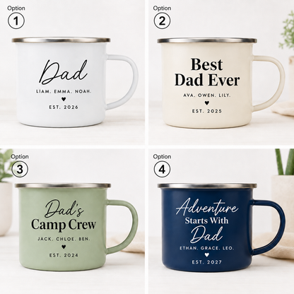 Personalized Dad Crew Camp Mug 12oz, Custom Dad Enamel Cup, Gift For Dad TOM99