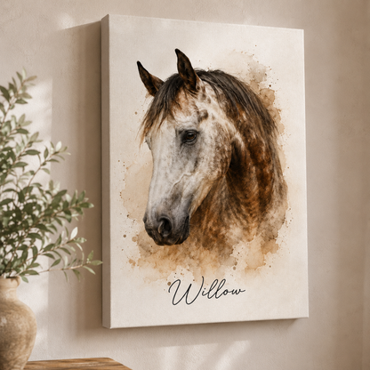 Custom Photo Horse Wall Art Canvas | Personalized Horse Photo Canvas | Gift For Horse Lovers TOM99