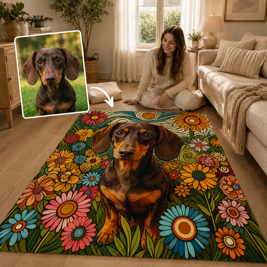 Custom Photo Dog Area Rug | Gift For Dog Lovers