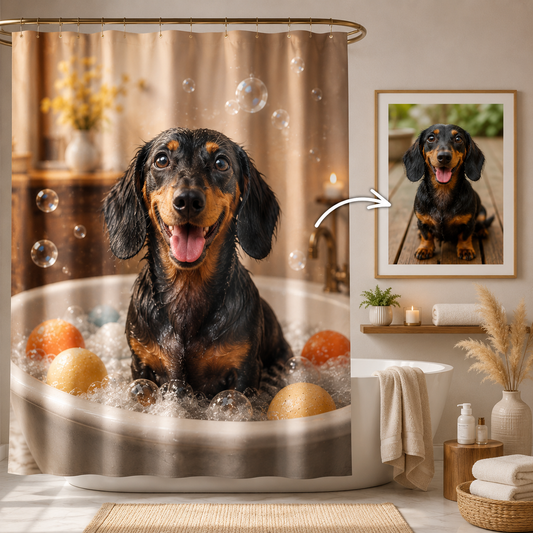 Custom Photo Dog Shower Curtain | Gift For Dog Lovers