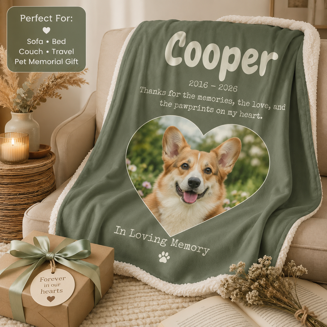 Custom Photo Dog Thank For The Memories Blanket | Personalized Dog Lovers Gifts | Gift For Dog Lovers TOM99