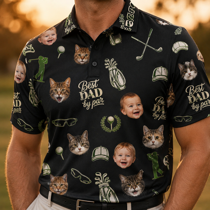 Custom Photo Best Cat Dad Polo Shirt, Personalized Polo Shirt For Husband Dad Grandfather TOM99