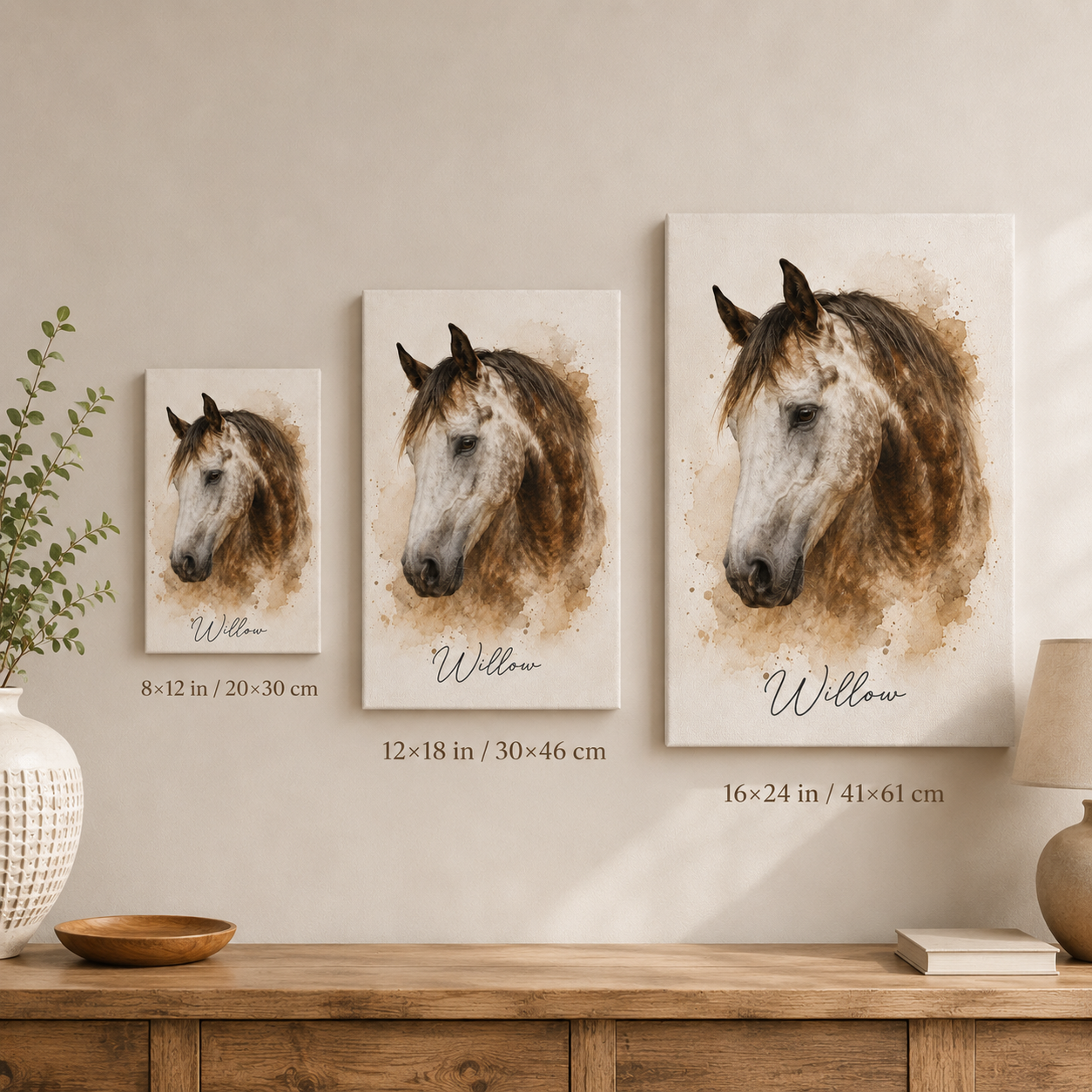 Custom Photo Horse Wall Art Canvas | Personalized Horse Photo Canvas | Gift For Horse Lovers TOM99