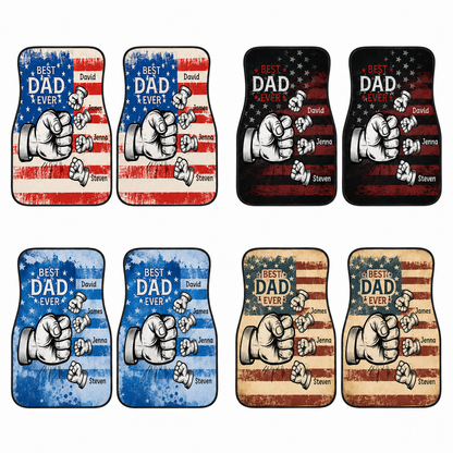 Personalized Dad Punch Flannel Car Floor Mats, Custom Dad Floor Mats, Gift For Dad TOM99
