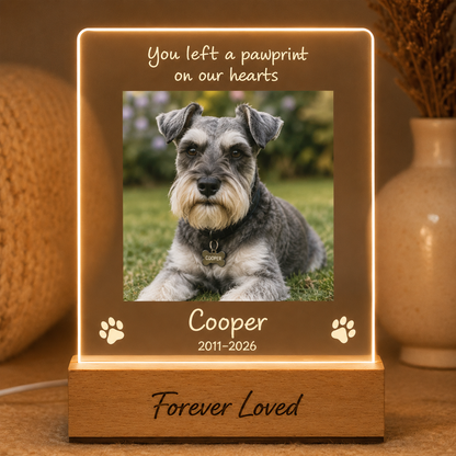 Custom Photo Dog Wooden LED Light | Personalized Dog Photo LED Night Light | Pet Loss Sympathy Gift TOM99