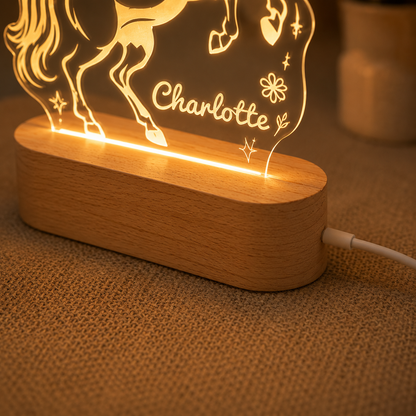 Custom Photo True Horse Wooden Led Light | Personalized Horse Photo Wooden Led Light | Gift For Horse Lovers TOM99