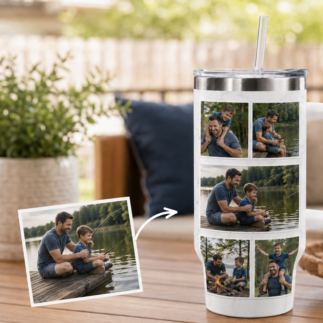 Custom Photo Dad 40oz Tumbler, Personalized Dad Tumbler, Father’s Day Gift TOM99