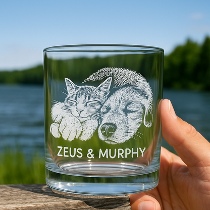 Custom Pet Portrait Whiskey Glass, Engraved Dog Portrait Gift, Pet Photo on Glass, Gift For Dog Lover TNNGL38
