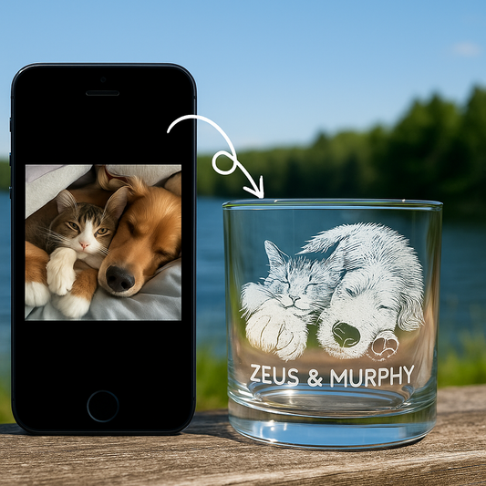 Custom Pet Portrait Whiskey Glass, Engraved Dog Portrait Gift, Pet Photo on Glass, Gift For Dog Lover TNNGL38