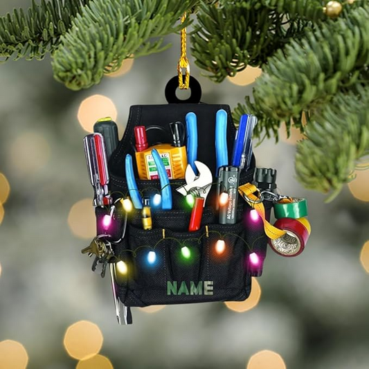 Custom Lineman Electrician Worker Tool 3 Christmas Ornament
