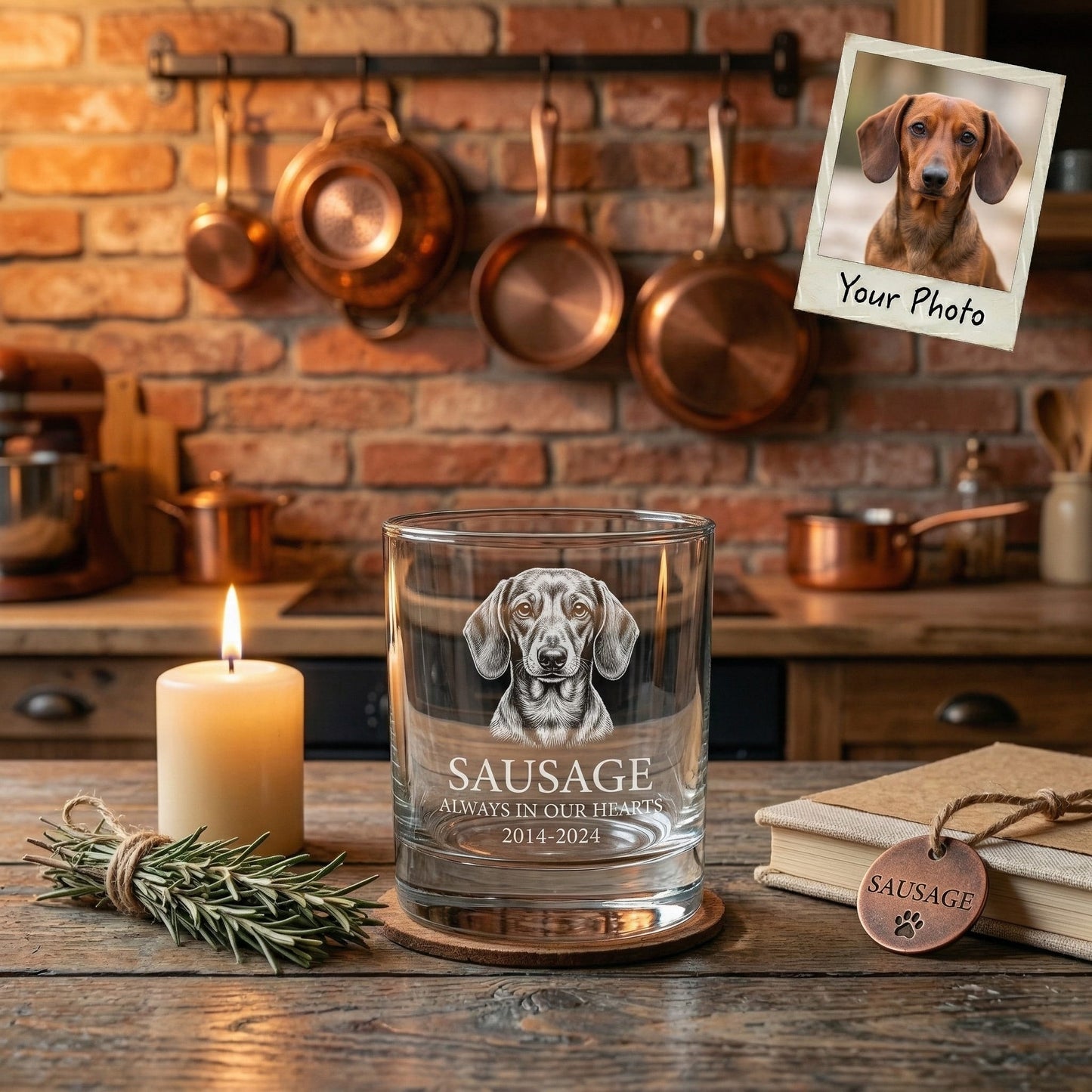 Custom Photo Dog Portrait Whiskey Glass 11oz – Dog Memorial Gifts