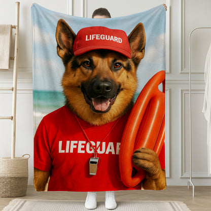 Custom Photo Lifeguard Dog BlanketGift For Dog Lovers