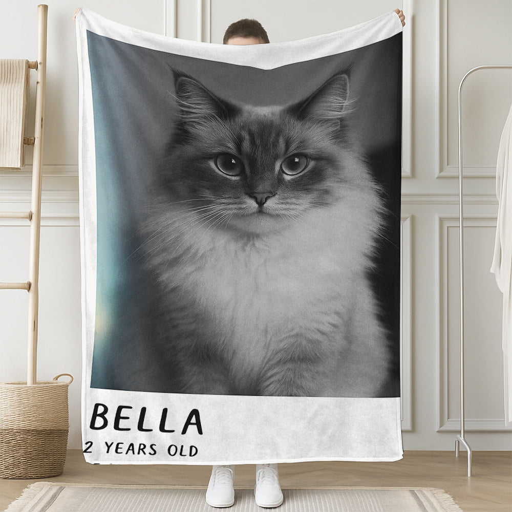 Custom Photo Polaroid Film Blanket Gift For Cat Lovers