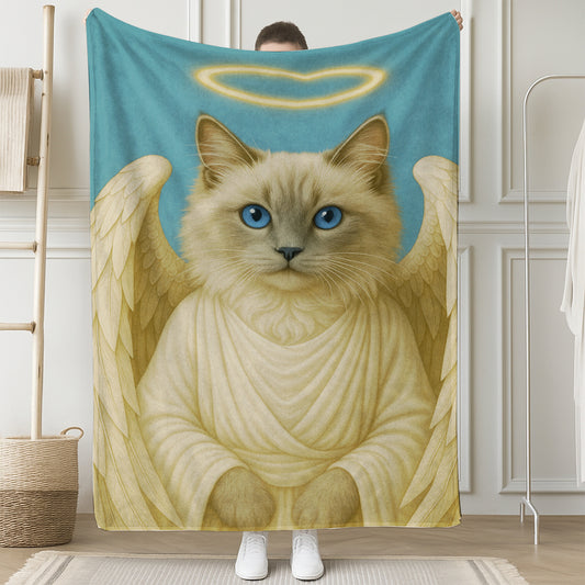 Custom Cat Photo Memorial Blanket _ Memorial Gift For Cat