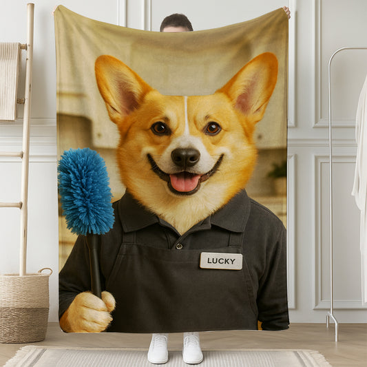 Custom Photo Housekeeper Dog BlanketGift For Dog Lovers