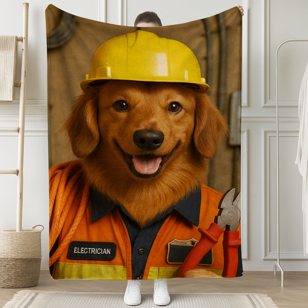 Custom Photo Electrician Dog BlanketGift For Dog Lovers