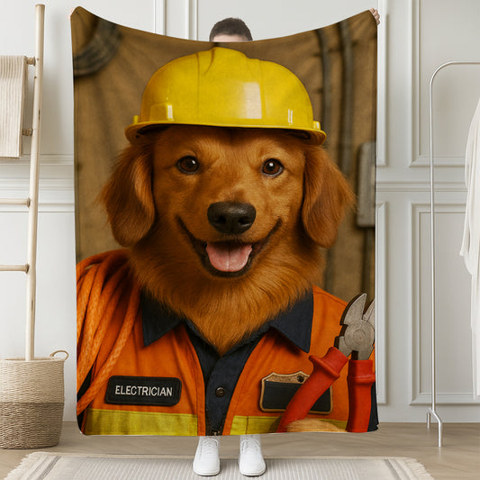 Custom Photo Electrician Dog BlanketGift For Dog Lovers