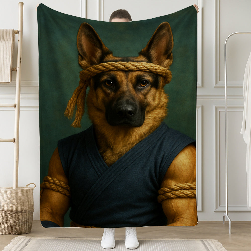 Custom Photo Fighter Warrior Art Dog BlanketGift For Dog Lovers
