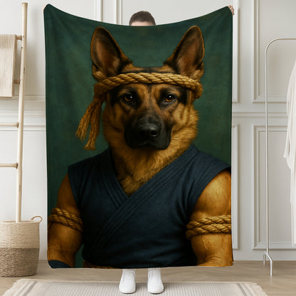 Custom Photo Fighter Warrior Art Dog BlanketGift For Dog Lovers