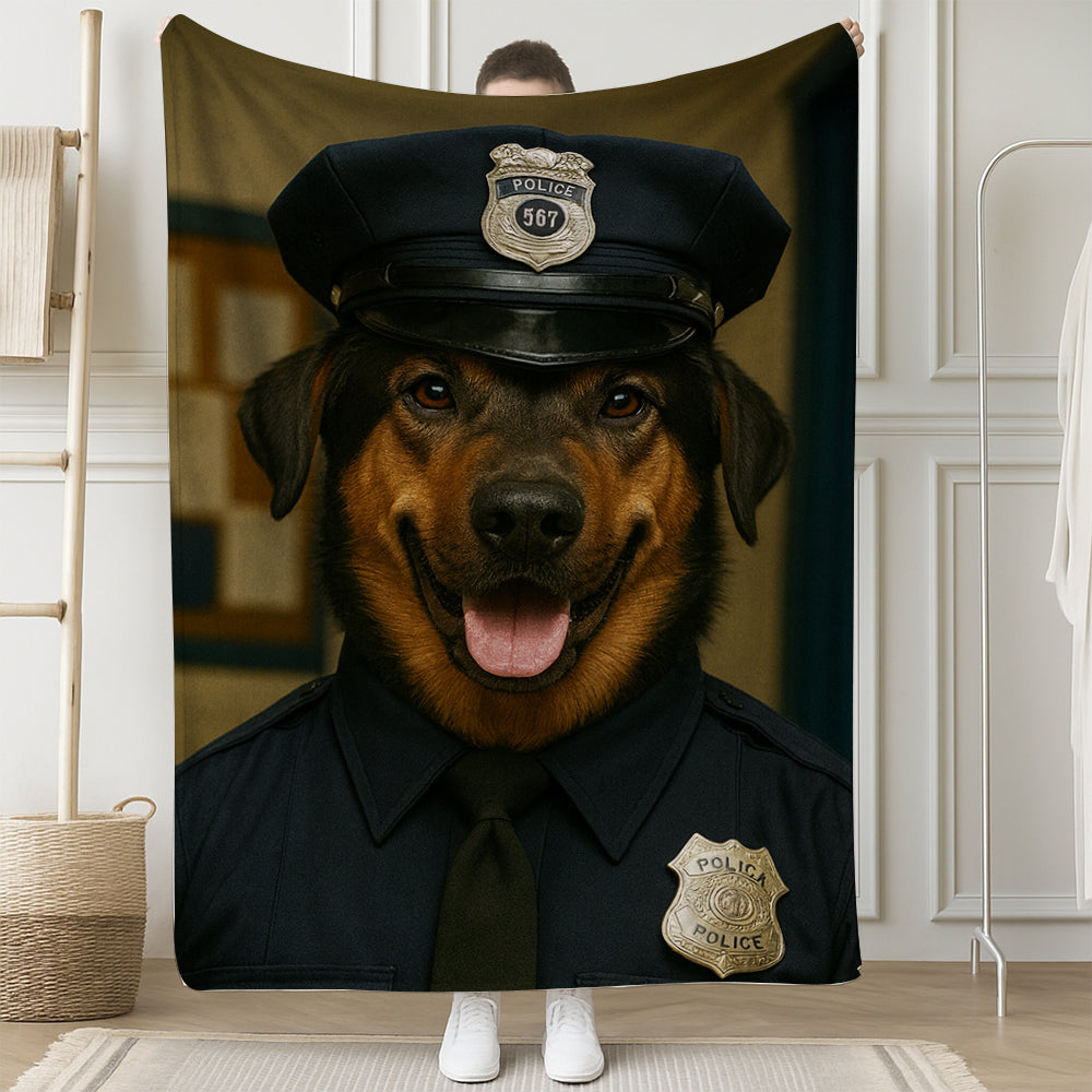 Custom Photo Police Dog BlanketGift For Dog Lovers