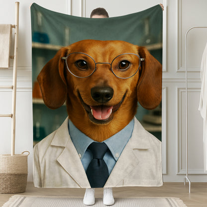 Custom Photo Scientist Dog BlanketGift For Dog Lovers