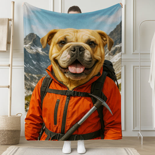 Custom Photo Mountaineer Climbing Dog BlanketGift For Dog Lovers