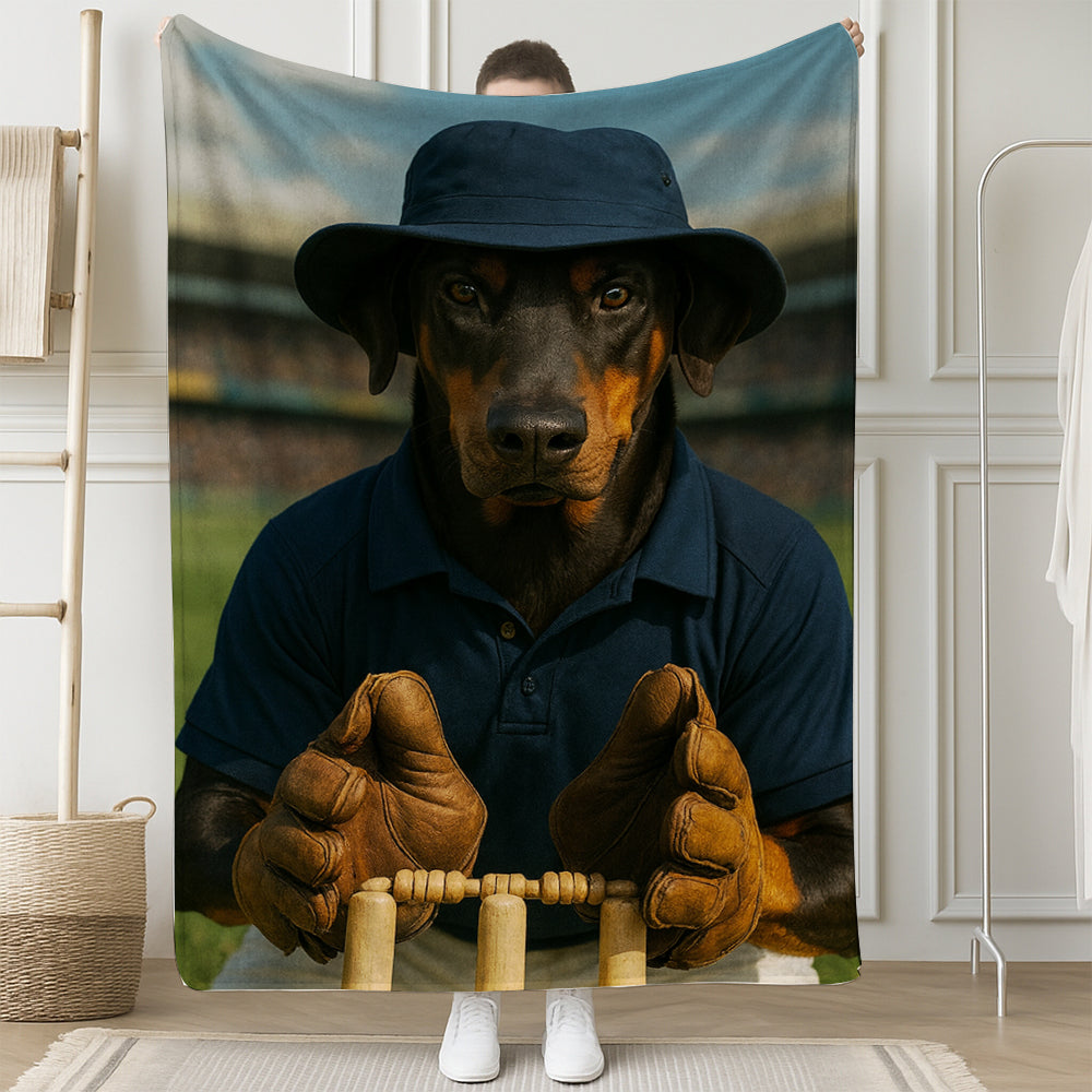 Custom Photo Cricket Player Dog BlanketGift For Dog Lovers