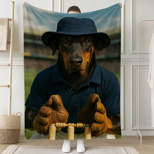 Custom Photo Cricket Player Dog BlanketGift For Dog Lovers