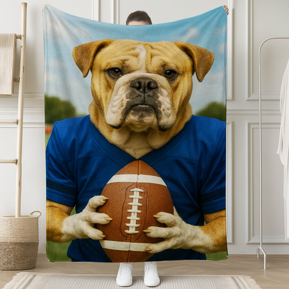Custom Photo Football Player Dog BlanketGift For Dog Lovers