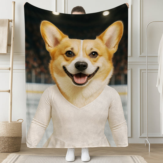 Custom Photo Ice Skater Dog BlanketGift For Dog Lovers