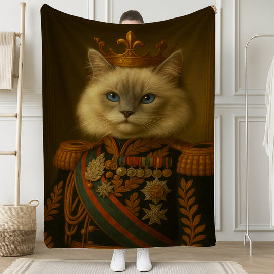 Custom Photo Cat King Crown Royal Blanket _ Gift For Cat Lovers