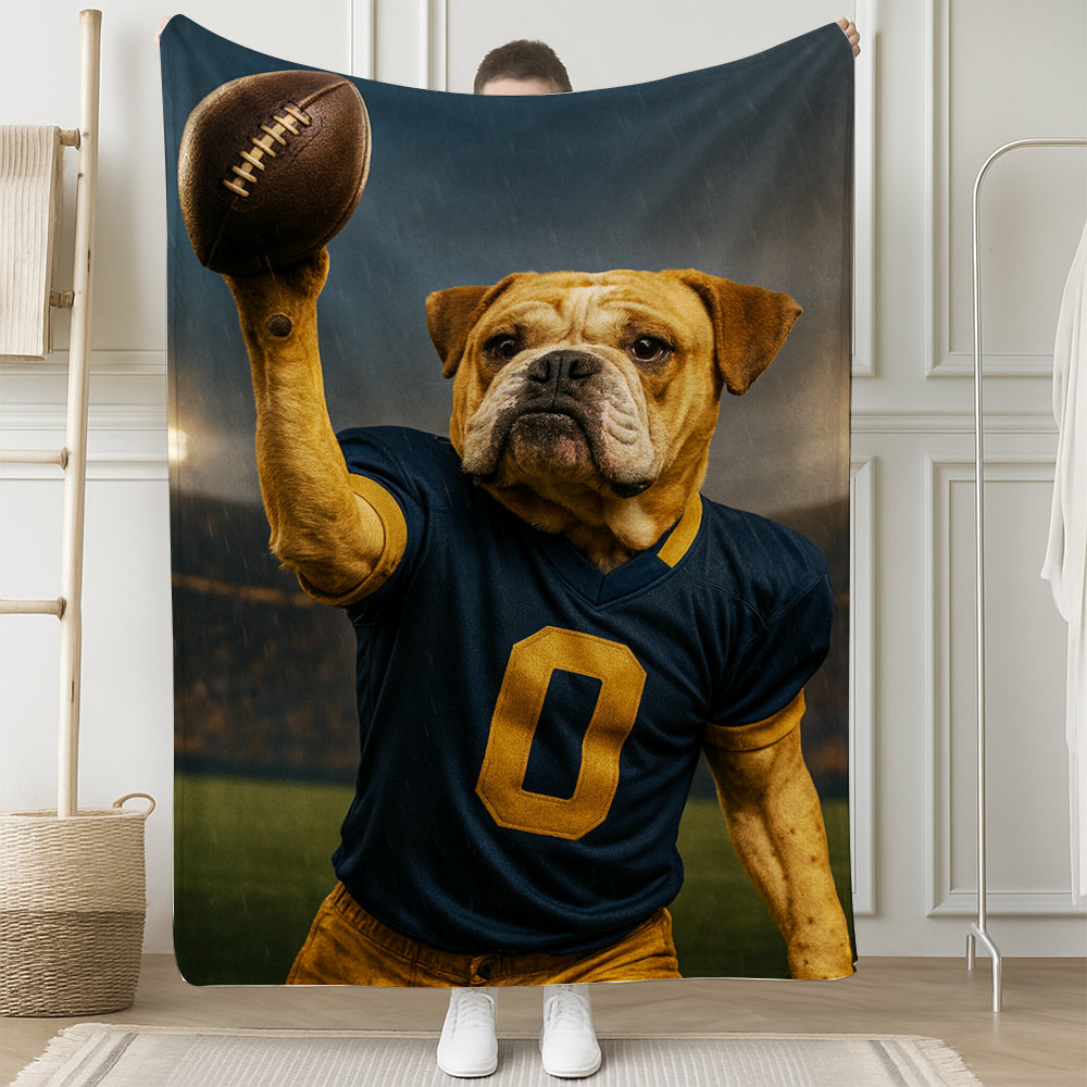 Custom Photo Football Player BlanketGift For Dog Lovers